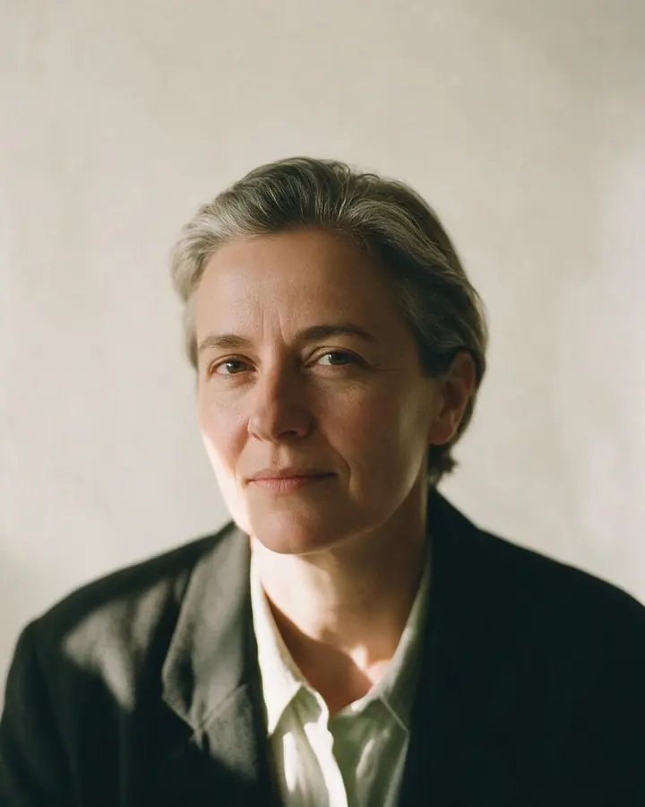 Alejandra McKenna, retrato de frente sobre fondo claro.